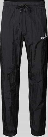 Sergio Tacchini Straight Fit Stoffhose mit Logo-Stitching Modell Nayla in Black, Gr&ouml;&szlig;e XXL