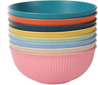 No Brand Juego De 8 Cuencos De Pl&aacute;stico De 750 Ml: Reutilizables E Irrompibles, Ideales Para Cereales Y Ensaladas, Sopas, Palomitas De Ma&iacute;z Y Uso Diario