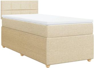 vidaXL Cama Box Spring Con Colch&oacute;n Tela Color Crema 80x200 Cm Vidaxl