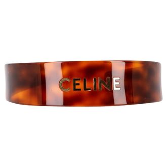 Celine Celine Schildpad Hoofdband met Logo in Donker Acetaat