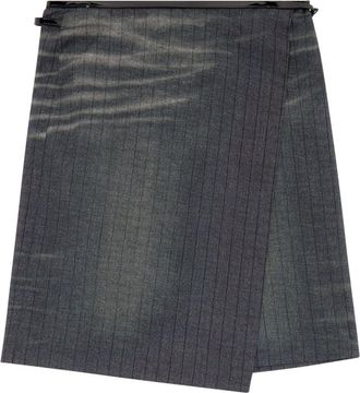 Diesel O-Kessy pinstripe-pattern wrap skirt - women - Virgin Wool - 42 - Black