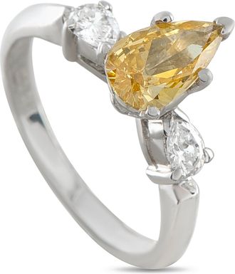 Luxury Bazaar 14K White Gold Diamond and 0.74 ct Natural Orange Diamond Ring MF07-051826