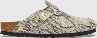 Birkenstock Sabot Boston in pelle scamosciata con stampa pitone e cinturino