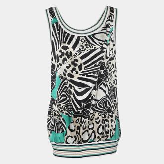 Roberto Cavalli Multicolor Printed Silk Knit Tank Top