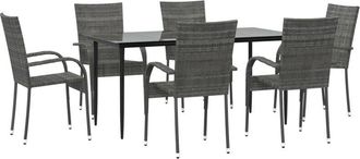 vidaXL Juego De Comedor De Jard&iacute;n 7 Piezas Rat&aacute;n Sint&eacute;tico Gris Vidaxl