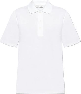 Lanvin Cotton Polo Shirt - Heren - Polos - Wit - XL - Katoen - Tops