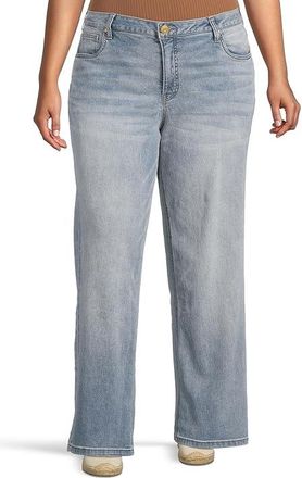 Kut from the Kloth Plus Size Jean High Rise Wide Leg Clean Hem Womens Jeans Ensured W/Med Base Wash : 18W, Cotton/Denim/Lyocell