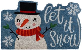 Imports Decor Let It Snow Coir Door Mat, Snowman Winter Coconut Fiber Doormat with Non-Slip PVC Backing, Christmas Holiday Indoor Outdoor Entryway Rug