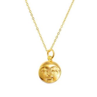 Ottoman Hands Moon Face Pendant Necklace in Brass at Nordstrom