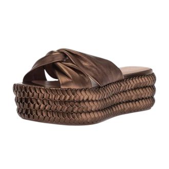 Rachel Zoe Womens Polly Braid Platform Sandal In Dark Bronze Metallic Nappa