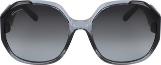 Ferragamo Salvatore Ferragamo Gancio 60mm Geometric Sunglasses in Grey Gradient at Nordstrom Rack