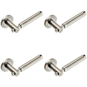 Loops 4x PAIR Sectional Round Bar Lever Concealed Fix Round Rose Polished Satin Steel in Metallics