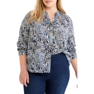 Nic+Zoe Inked Lines Shirt in Indigo Multi at Nordstrom, Size 1 X