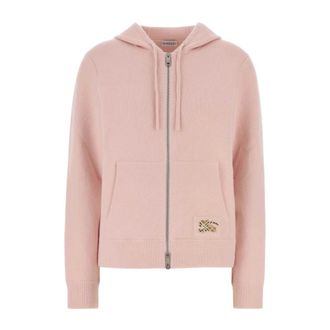 Burberry Sudadera con capucha y cremallera en mezcla de cachemir - Sweatshirts & Hoodies - Mujer - Rosa - S