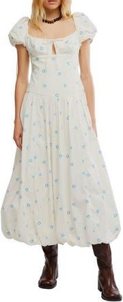 Free People Bali Sprinkled Heart Puff Sleeve Cotton Maxi Dress in Tofu Combo at Nordstrom Rack, Size 6