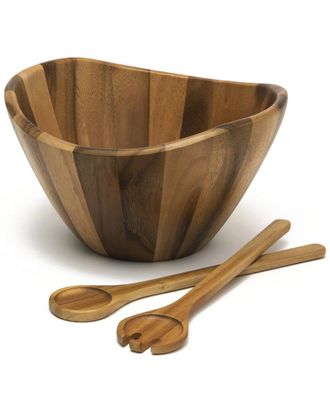 Lipper International Acacia Wave Large Bowls With Servers