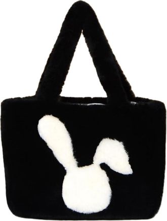 Generic Wool bag large capacity autumn and winter cute cartoon handbag crossbody bag(black,43 * 30 * 12cm)