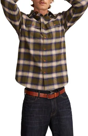 Lucky Brand Cloud Soft Plaid Flannel Button-Up Shirt in Olive Multi at Nordstrom, Size Large
