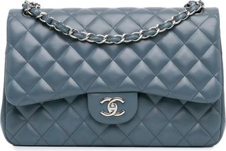 Chanel Pre-owned Womens Classic Flap Bag Leather Shoulder - Blue - One Size