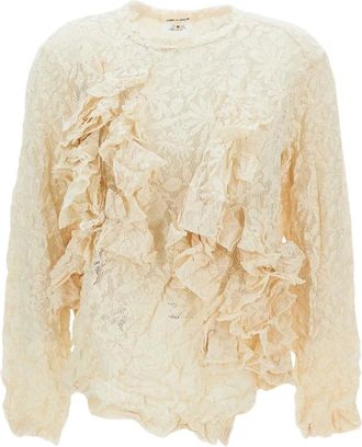 Comme Des Gar&ccedil;ons Round-neck Knitwear, female, Beige, Size: M Round-neck Knitwear