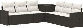 vidaXL Juego De Sof&aacute; 7 Uds. Negro Y Blanco Crema Vidaxl