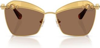 Swarovski 57mm Butterfly Sunglasses in Yellow Gold /Brown Tampo Gold at Nordstrom