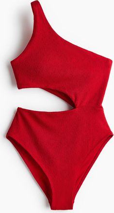 H&M One-Shoulder-Badeanzug mit High Leg - Rot