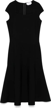 Alexander McQueen Zwarte Vierkante Hals Jurk Kapmouwen - Dames - Casual kleedjes - Zwart - L - Kleedjes