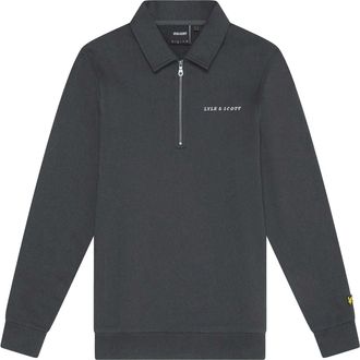 Lyle & Scott Heren Sweatshirt met Geborduurde Kwart Ritssluiting (Gunmetal)