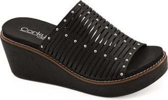 Corkys Footwear Womens Much Better Strappy Wedge In Black