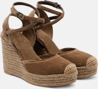 Brunello Cucinelli Monili 80 suede espadrille wedges