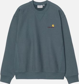 Carhartt Work in Progress Mens Carhartt WIP American Script Sweatshirt Office Blue - Grey - Size: 42