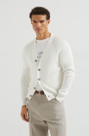 Brunello Cucinelli English Rib knit cardigan in Panama at Nordstrom, Size 46 It