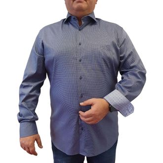 Eterna Super Stretch Performance Long Sleeve Shirt with Pocket Structured, Modern Fit, navy, 17