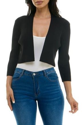 Nina Leonard Ribbed Bolero Cardigan in Black at Nordstrom Rack, Size X-Large