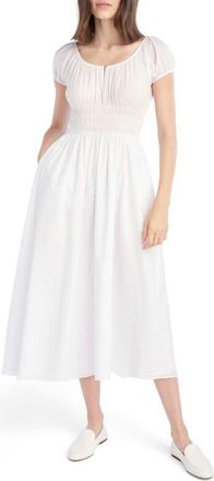 Favorite Daughter The Swoon Smocked Midi Dress in White at Nordstrom, Size X-Large