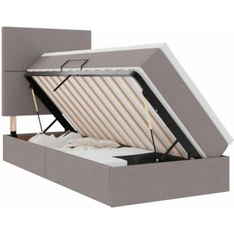 vidaXL Storage Bed with Mattress Taupe 90 x 200 cm Polyester vidaXL