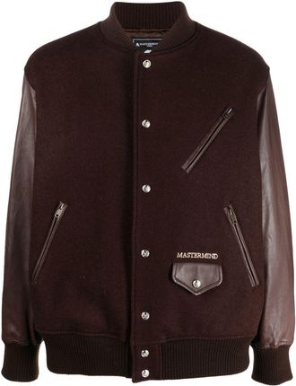 MASTERMIND WORLD two-tone bomber jacket - men - Cashmere/Polyester/Polyester/Lambskin - L - Brown