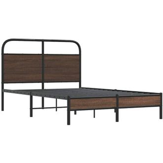 vidaXL Vidaxl - Bed Frame without Mattress 135x190 cm Double Brown Oak Engineered Wood