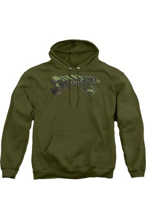 Gildan Superman Camo Logo & Shield Adult Pull Over Hoodie / Hooded Sweatshirt