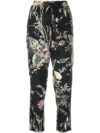 Red Valentino floral-print trousers - women - Silk/Polyester/Acetate - 44 - Black
