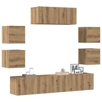 Berkfield Home 7 Piece TV Cabinet Set Wall-mounted Artisan Oak Engineered Wood in Brown
