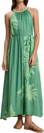 Velvet Odessa Palmetto Print Dress In Green