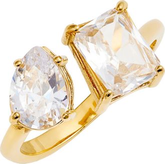 BEN ONI Two Stone CZ Open Ring in Gold at Nordstrom