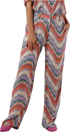 Freebird by Steven Crinkle Vis Broek Paars - Dames - Wijde Broeken - Veelkleurig - S - Broeken