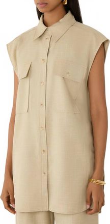 Shona Joy Wiley Short Sleeve Shirt In Putty