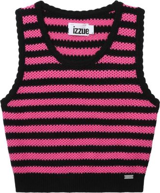 Izzue knitted striped cotton top - women - Cotton - S - Pink