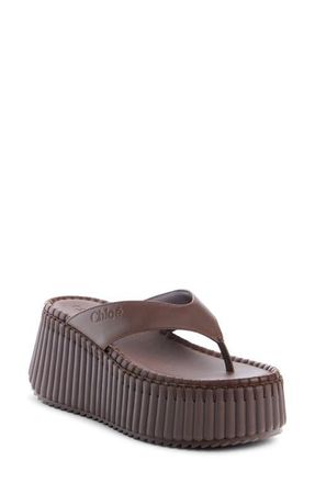 Chlo&eacute; Nama Platform Wedge Sandal in Sharp Brown at Nordstrom, Size 12Us