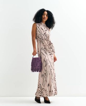Asos ASOS ADAPTIVE vestito lungo senza maniche con drappeggio e stampa astratta-Multicolore