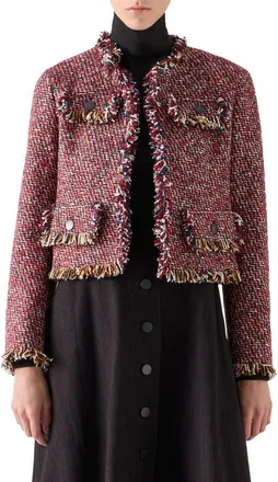 Akris Multicolor Tweed Boxy Jacket in Rusty Red-Multicolor at Nordstrom, Size 12
